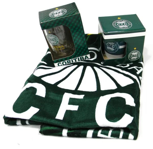Kit Presente Torcedor CORITIBA PR 3x1 toalha Caneca Cafe e Choop