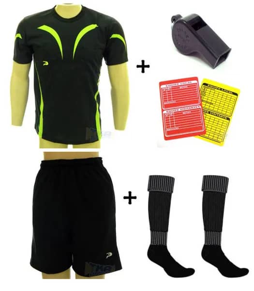 Kit Conjunto Arbitro Juiz preto 7x1 completo