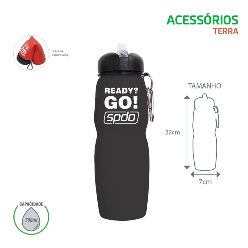 Garrafa Squeeze Speedo Silicone preto