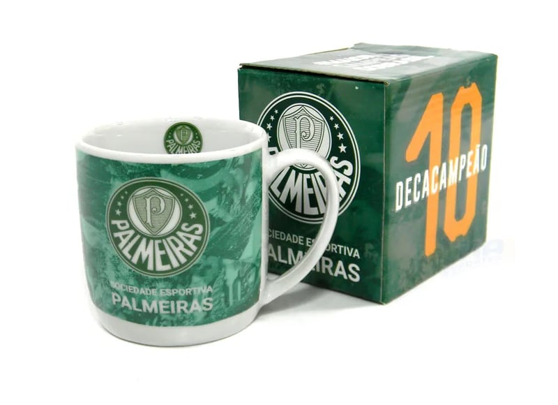 Kit Presente Torcedor Palmeiras SP 4x1 Toalha 2Canecas e Copo