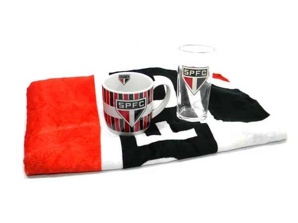 Kit Torcedor SPFC SP 3x1 toalha caneca copo Longo
