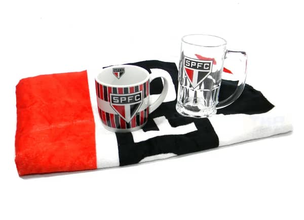 Kit Presente Torcedor SPFC 3pcs 1toalha 1Caneca 1CanecaCafe