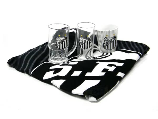 Kit Presente Torcedor SANTOS SP 4x1 Toalha Caneca Cafe Choop Copo