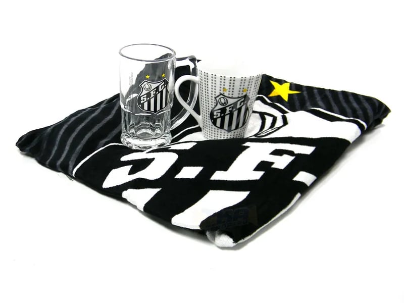 Kit Presente Torcedor SANTOS SP 3x1 toalha Caneca 340ml e Cafe 300ml