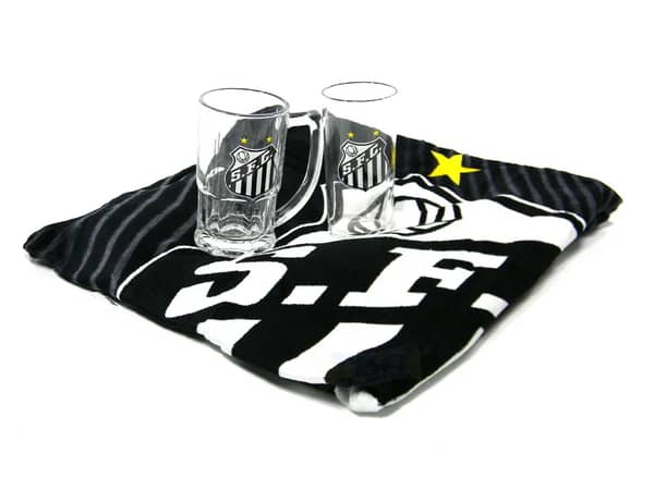 Kit Presente Torcedor SANTOS SP 3x1 toalha Caneca 340ml e Copo