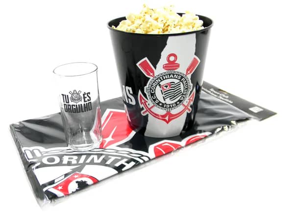Kit Torcedor 3x1 Pipoca Bandeira Copo Corinthians SP