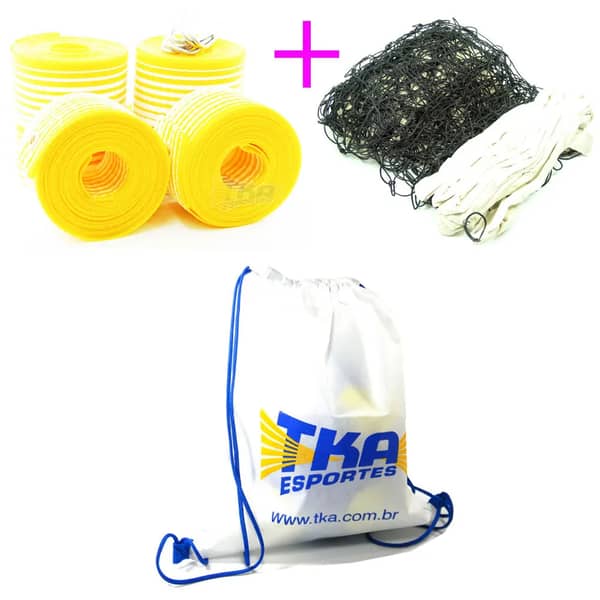 Kit Voleibol 3x1 C/ 1Rede 4Faixas 1marcador quadra 1brinde