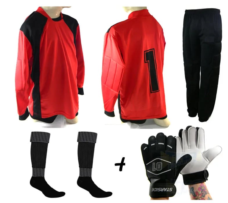 Conjunto Goleiro 4x1 Calca vrm/pto infantil