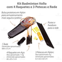 Kit Badminton Vollo 4 raquetes c/ suporte Strong