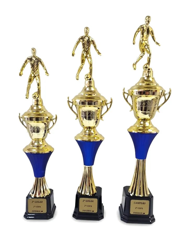 Kit Trofeu 3pcs 501291 Vencedor 48 45 41 cm drd/azl Gravacao Gratis